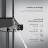 Duschsystem mit Thermostat, großer Glasablage & 3-strahliger Handbrause – Schwarz matt