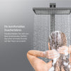 Duschsystem mit Thermostat, großer Glasablage & 3-strahliger Handbrause – Schwarz matt