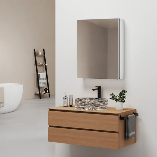 MC8 Badezimmer-Spiegelschrank mit Einzeltür, Soft-Close & integriertem Stauraum