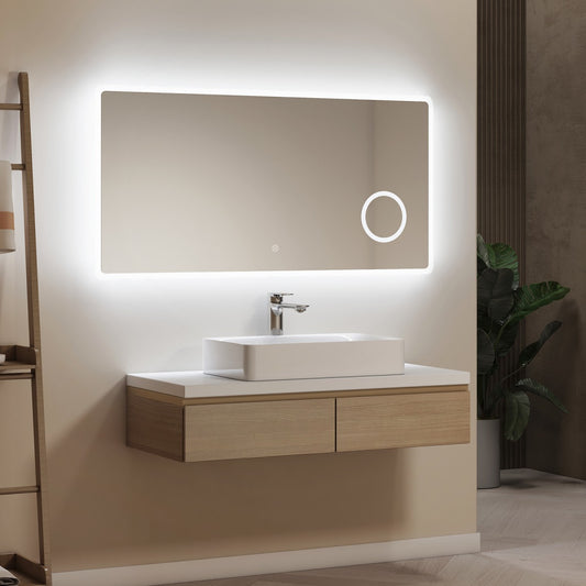 Rahmenloser LED-Spiegel mit Touch‑Bedienung