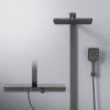 Duschsystem mit Thermostat, großer Glasablage & 3-strahliger Handbrause – Schwarz matt