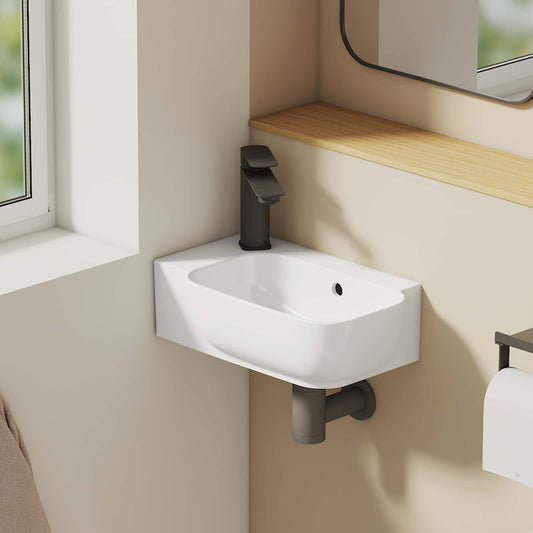 Keramik-Waschbecken CB23 Klein mit Hahnloch & Überlauf