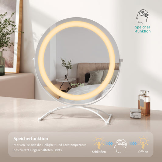 EMKE Kosmetikspiegel „CM07“ mit Beleuchtung, 3 Lichtfarben, Dimmer, Memory-Funktion