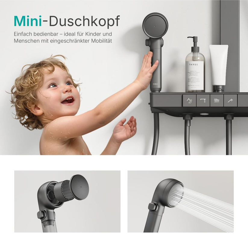 Duschsystem BubbleKids F23 Quadratische Regendusche - Anthrazit - Bild 4
