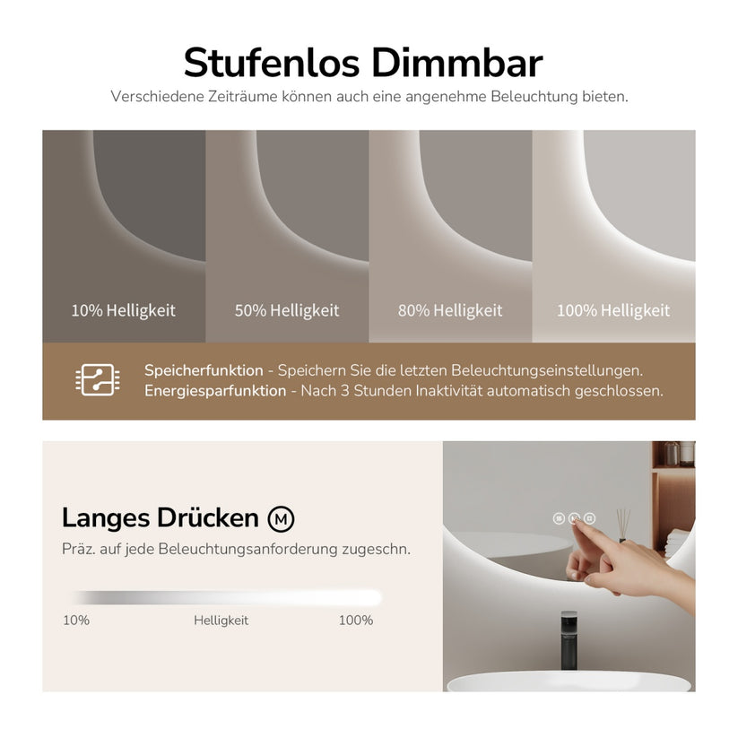 Badezimmerspiegel Glowrim LM34 - 75 × 55 × 3 cm - Bild 2