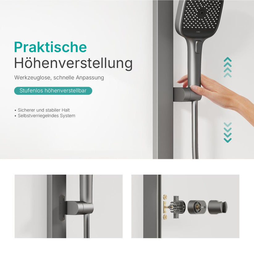 Duschsystem BubbleKids F23 Quadratische Regendusche - Anthrazit - Bild 5