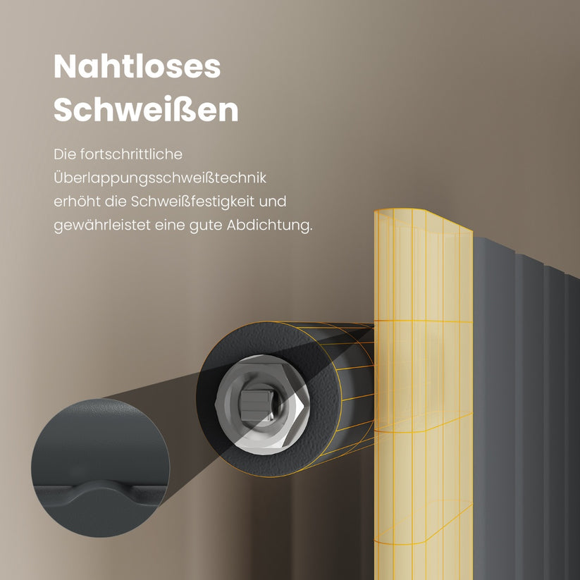 EMKE Flachheizkörper Horizontal Einlagig Seitenanschluss Wohnzimmer (Anthrazit/Weiß) - Anthrazit / 63x100 / Einlagig - Bild 17