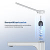 Waschtischarmatur mit abgewinkeltem Griff und wassersparender Funktion