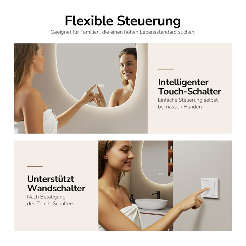 Badezimmerspiegel Glowrim LM34 - 75 × 55 × 3 cm - Bild 4