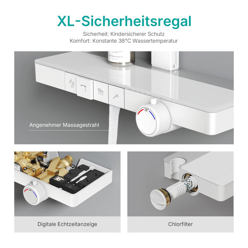 Duschsystem BubbleKids F23 Quadratische Regendusche - Weiß - Bild 14