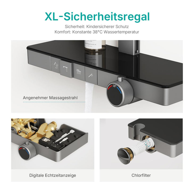 Duschsystem BubbleKids F23 Quadratische Regendusche - Anthrazit - Bild 6
