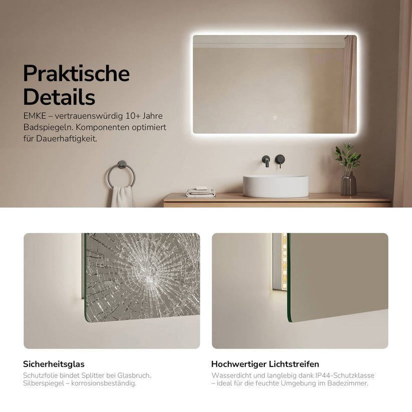Badezimmerspiegel Glowrim LM09 - 100 x 60 cm / Touch + Kaltweiß - Bild 73