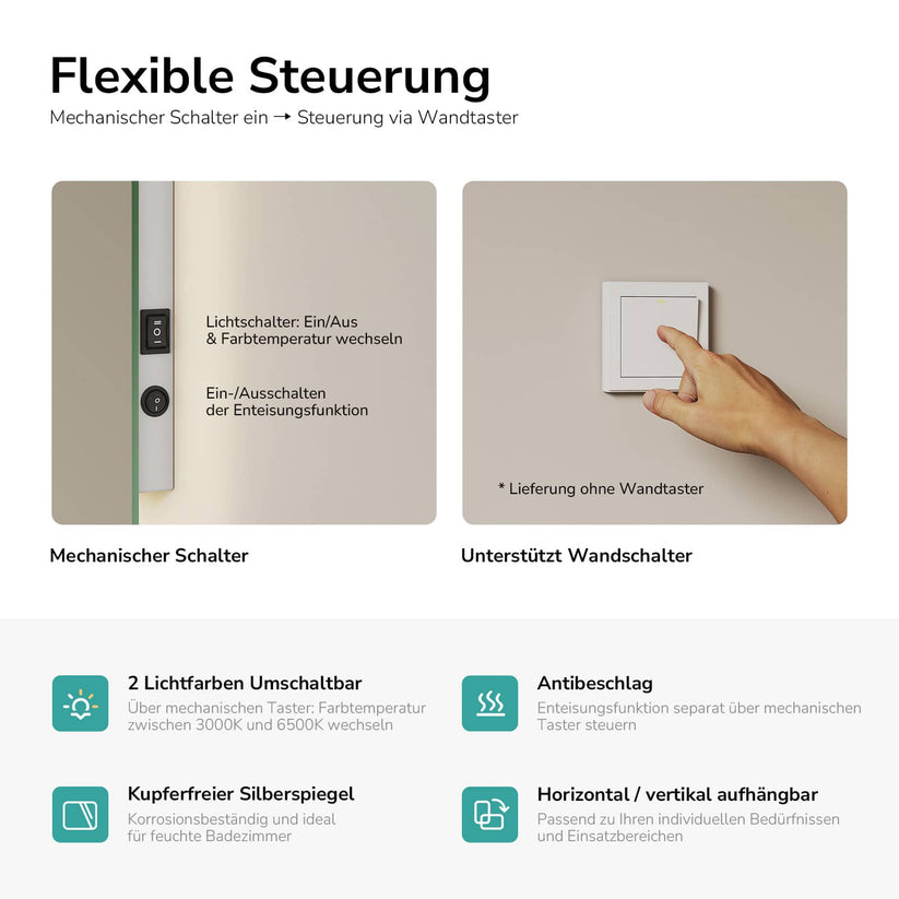 Badezimmerspiegel Glowrim LM09 - 100 x 60 cm / Touch + Kaltweiß - Bild 71