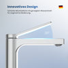 Waschtischarmatur mit abgewinkeltem Griff und wassersparender Funktion