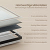 LED-Badezimmerspiegel mit schwarzem Rahmen, Uhr, Temperaturanzeige & Anti-Beschlagfunktion