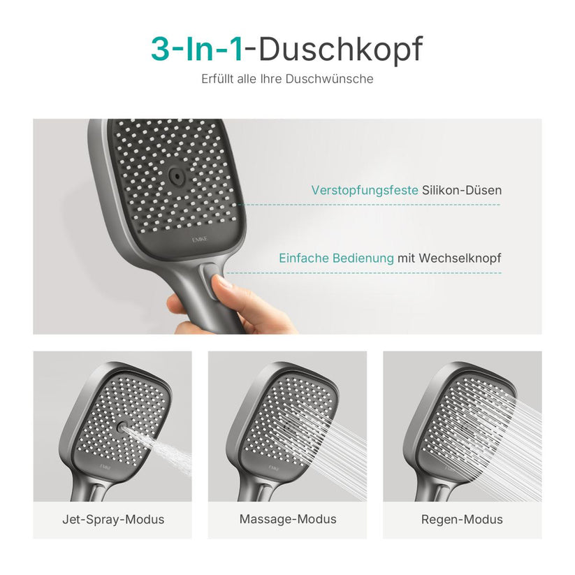Duschsystem BubbleKids F23 Quadratische Regendusche - Anthrazit - Bild 7