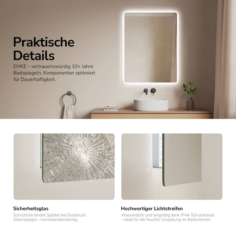Badezimmerspiegel Glowrim LM09 - 50 x 70 cm / Kaltweiß - Bild 33
