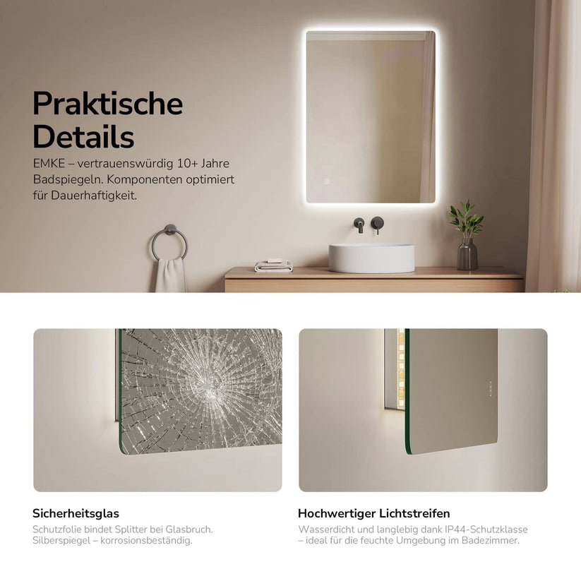 Badezimmerspiegel Glowrim LM09 - 50 x 70 cm / Touch + Kaltweiß - Bild 38