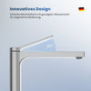 Waschtischarmatur mit abgewinkeltem Griff und wassersparendem Strahl