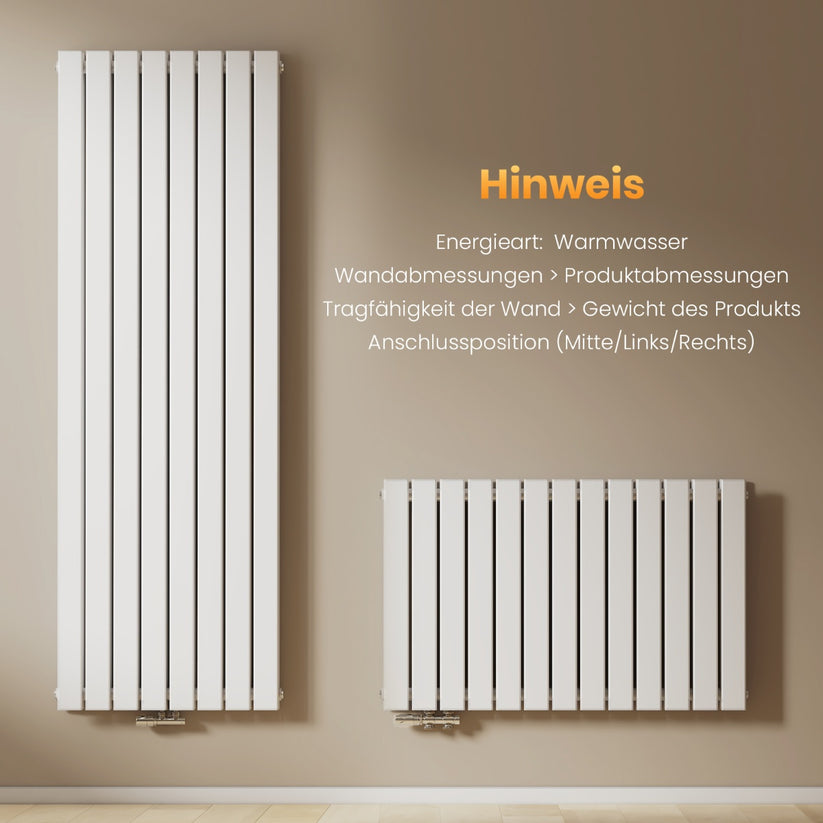 EMKE Flachheizkörper Horizontal Einlagig Seitenanschluss Wohnzimmer (Anthrazit/Weiß) - Weiß / 63x100 / Einlagig - Bild 3