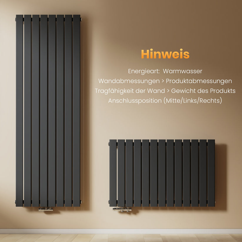 EMKE Flachheizkörper Horizontal Einlagig Seitenanschluss Wohnzimmer (Anthrazit/Weiß) - Anthrazit / 63x85 / Einlagig - Bild 24