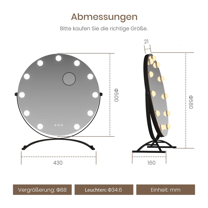 Runder Kosmetikspiegel CM11 - Schwarz / Ø50 - Bild 10