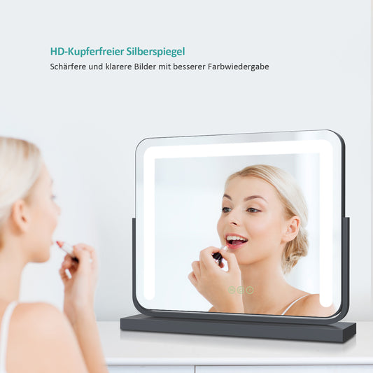 EMKE Kosmetikspiegel „CM08“ mit Beleuchtung, 3 Lichtfarben, Memory-Funktion, Wandmontage/Standfuß