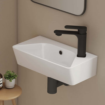 Keramik-Waschbecken CB22 Klein mit Hahnloch & Überlauf