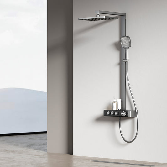 Duschsäule mit Thermostat, Regendusche & einstellbarem Wasserdurchfluss