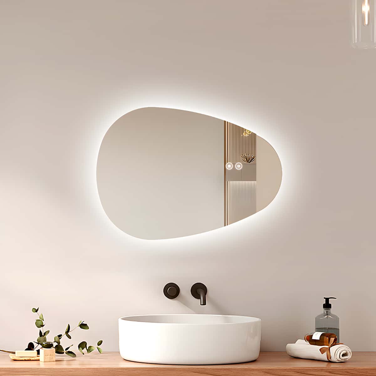 Beleuchteter Badspiegel mit Antibeschlag, 3 Lichtfarben & Memory-Funktion