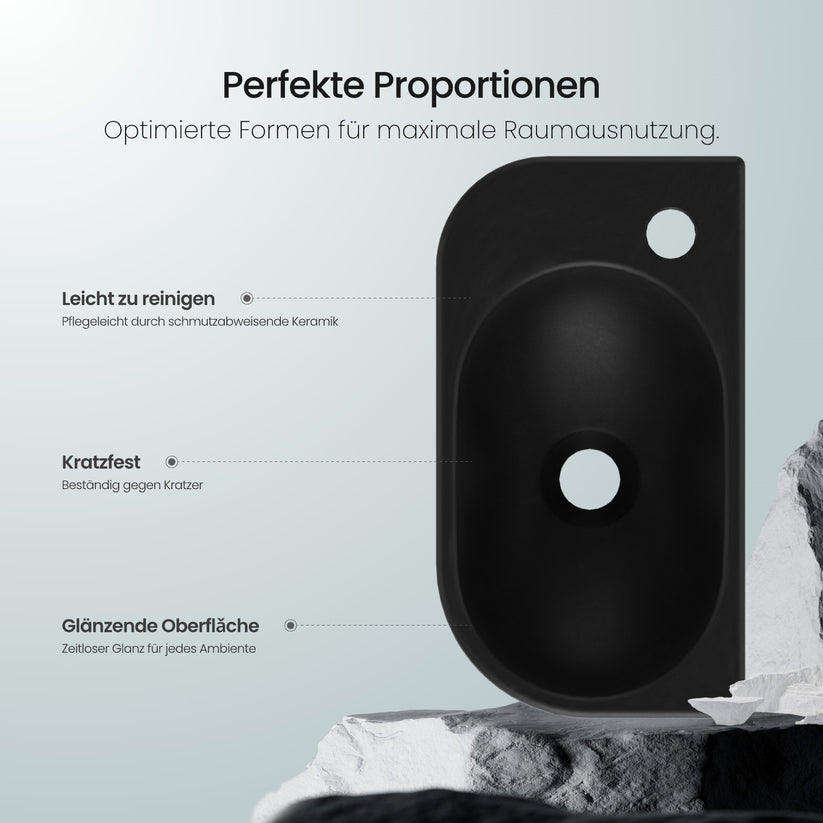 Keramik-Hängewaschbecken CB15 - Rechtes Perforation | Linkes Hahnloch - Bild 9