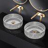Rundes Aufsatzwaschbecken aus Klarglas mit diamantgeschliffenem Design