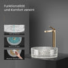 Rundes Aufsatzwaschbecken aus Klarglas mit diamantgeschliffenem Design