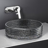 Rundes Aufsatzwaschbecken aus Klarglas mit diamantgeschliffenem Design
