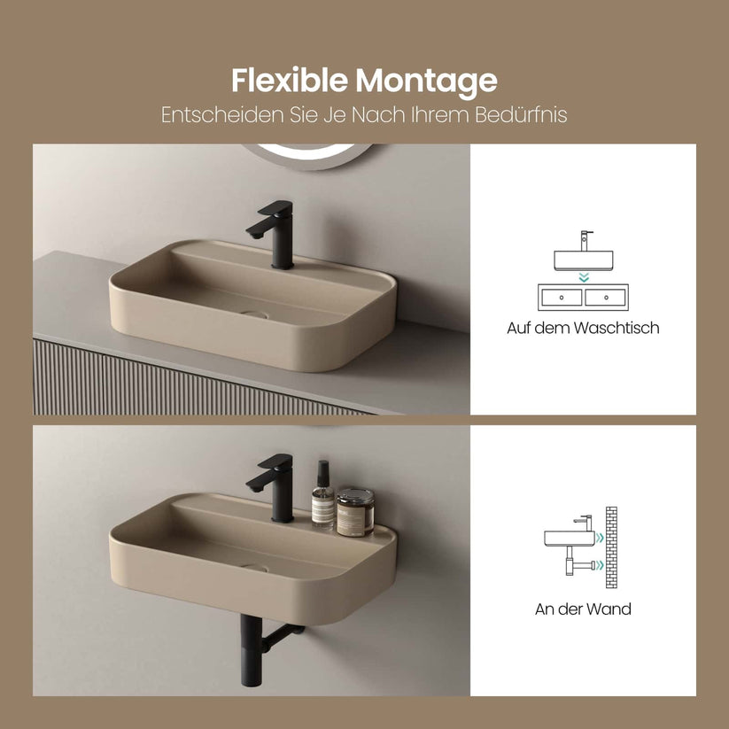 Aufsatzwaschtisch Ceraform CB02 - Beige matt / 60 × 40 × 11 cm - Bild 23