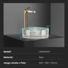 Rundes Aufsatzwaschbecken aus Klarglas mit diamantgeschliffenem Design