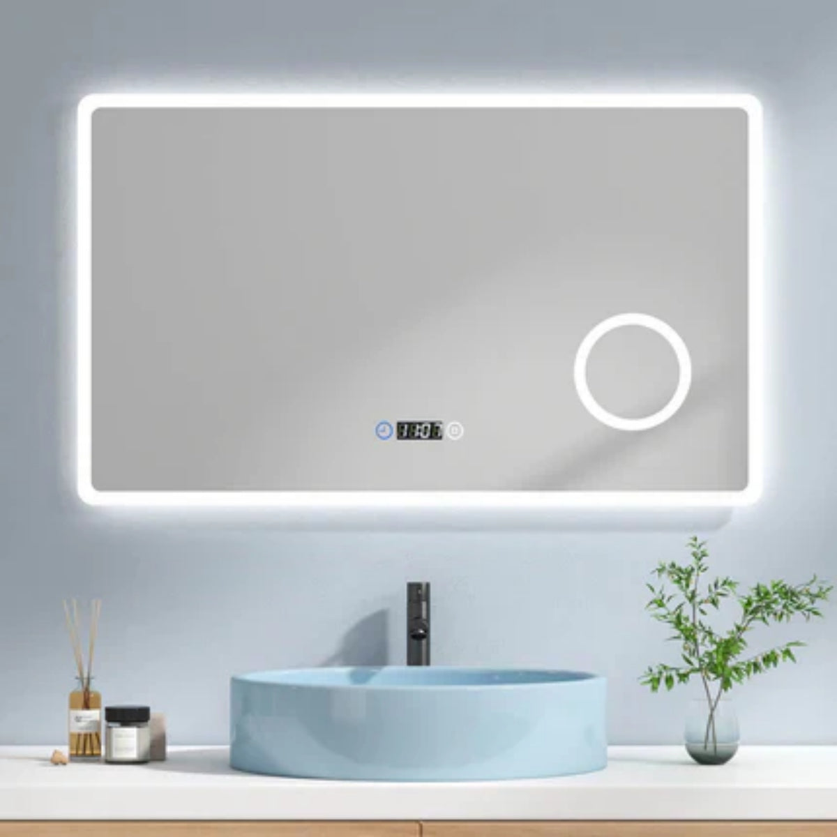 Rahmenloser LED-Spiegel mit Touch‑Bedienung