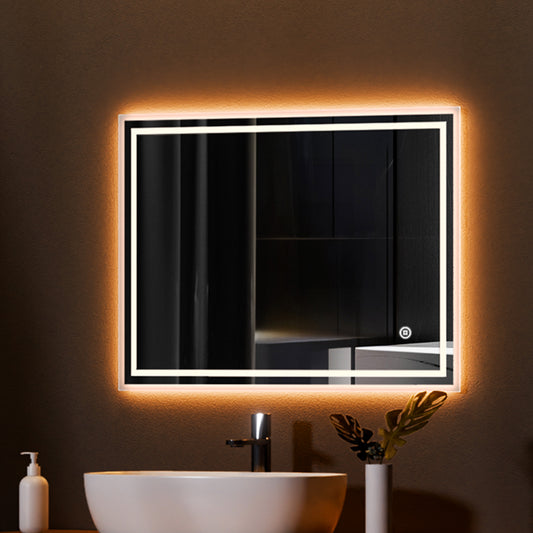 EMKE Badspiegel mit Beleuchtung "LeeMi Ω Pro" 60x80cm Touch Schalter, 3 Lichtfarben, Antibeschlag