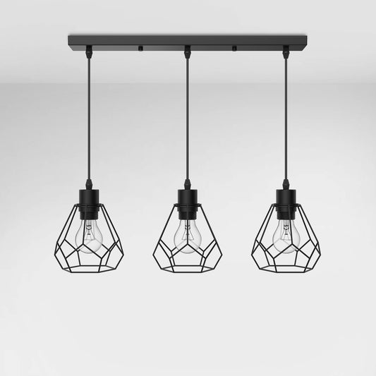 Pendelleuchte mit Höhenverstellung, 3-flammig, im schwarzen Cut-Out-Design