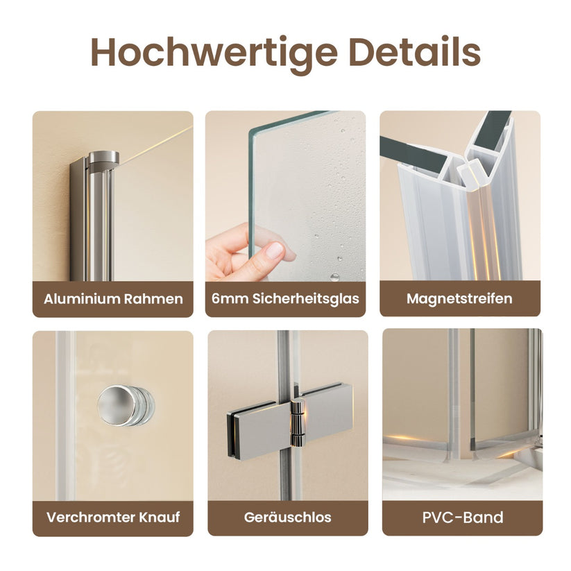 Eck-Duschkabine Pivenco FPD+FS 185cm - 80 x 185 cm / 70 x 185 cm - Bild 10