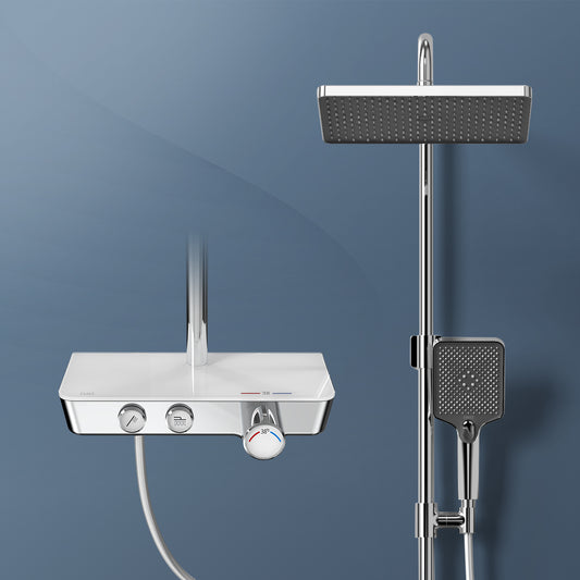 Duschsystem mit Thermostat, Glasablage & umschaltbarer Hand- und Kopfbrause