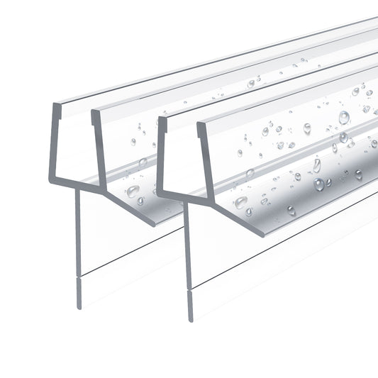 EMKE Schwallschutzleiste S04 Badezimmer, geeignet für 4–6 mm Glas (abreißbare Kante), Schwanzlänge 20 mm, Tropfreflektordichtung, verwendet für 4–6 mm Glas, Material PVC, Farbe klar.