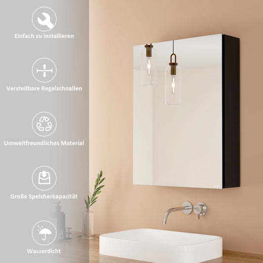 Bad-Spiegelschrank mit Soft-Close & kupferfreiem Spiegel, 50 × 65 cm