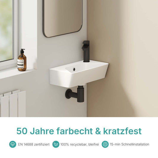Keramik-Waschbecken CB22 Klein mit Hahnloch & Überlauf
