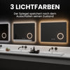 EMKE LED beleuchteter Badezimmerspiegel mit Uhr, Schminkspiegel, Touch, Antibeschlag, 3 Farben, Dimmung, 80 x 60 cm