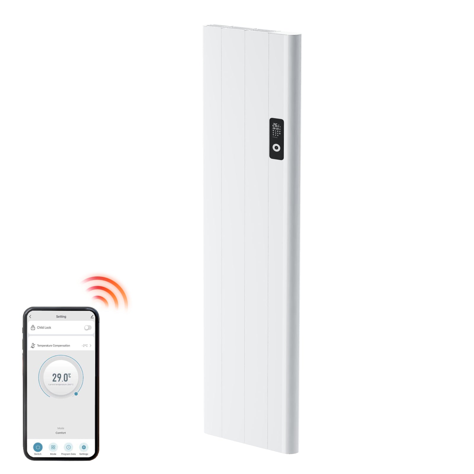 Elektrische Konvektorheizung zur Wandmontage mit WiFi-Steuerung & schneller Aufheizung