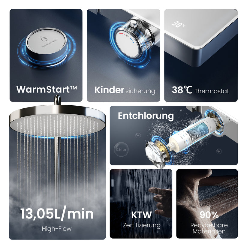 Duschsystem BubbleKids F23 Runde Regendusche - Chrom - Bild 10