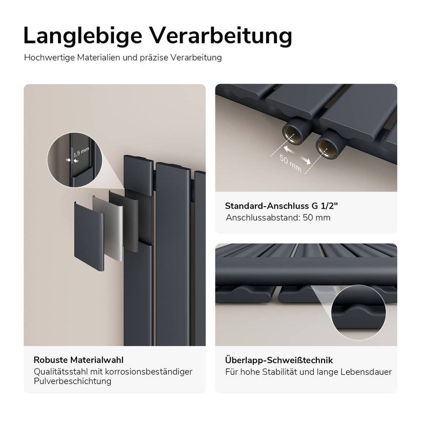 Heizkörper Flatrad FR Vertikal - Anthrazit / 60 x 30 cm / Einlagig - Bild 6