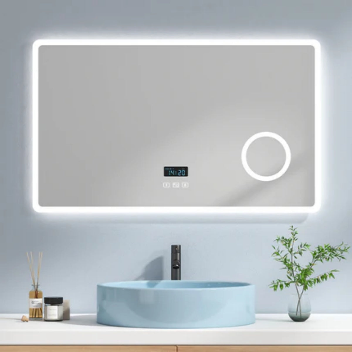 Rahmenloser LED-Spiegel mit Touch‑Bedienung