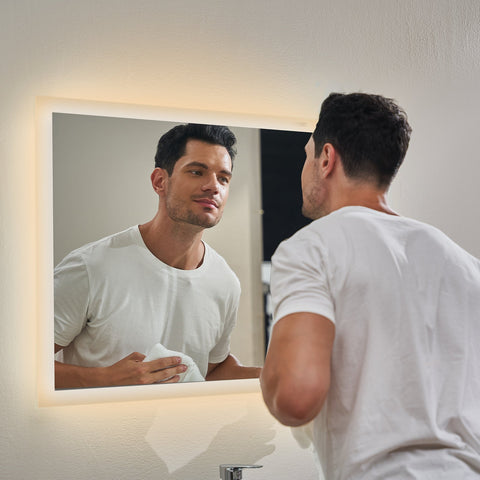 EMKE® 80x60cm LED Badspiegel Badezimmer Wandspiegel mit Beleuchtung 3000K IP44
